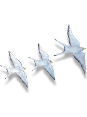 Üçlü Kırlangıç Duvar Süsü Üçlü Kuş Dekoratif Obje
