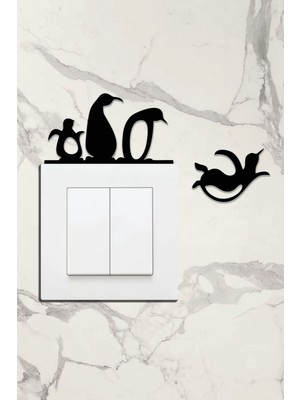 Ahşap Priz Çerçevesi Penguen Temalı