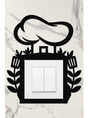 Ahşap Priz Çerçevesi Mutfak Temalı