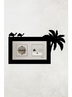 Palmiye Deve Tasarım 2li Priz Çerçevesi (Iç Ölçü 15,5x8,4 Cm) 2li Dekoratif Priz Çerçeve - Ev Süsü