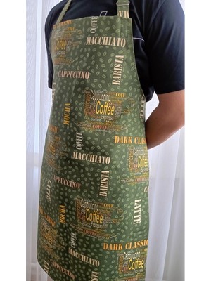 Su Geçirmez Mutfak Önlüğü Caffe Temalı Şef Önlük