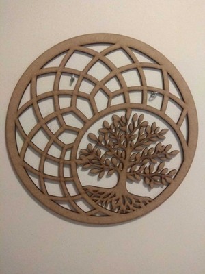 Hayat Ağacı Boyanabilir Kapı Süsü Duvar Dekorasyonu Ahşap Ham Mdf Lazer Kesim 20