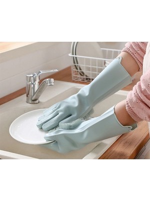 Mediterian Renkli uzun ömürlü silikon eldiven, bulaşık, sebze, fayans ve araç yıkama için ideal