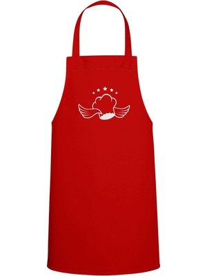 Mediterian Kırmızı Renkli Özel Baskılı Mutfak Önlüğü, Şık ve Kullanışlı Aşçı Giysisi