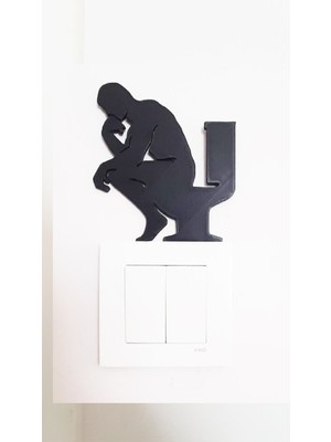 Thinker Man Klozette Oturan Düşünen Adam - Kapı ,priz ,sifon Süsü Komik Dekoratif Plastik Çıkartma