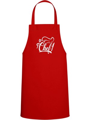 Mediterian Kırmızı Baskılı Mutfak Önlüğü, Şık ve Rahat Kullanım, Lezzet Dolu Anlar İçin