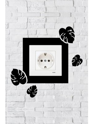 Yaprak Tasarım Priz Çerçevesi (Iç Ölçü 8,4x8,4 Cm) Dekoratif Priz - Anahtar Çerçevesi