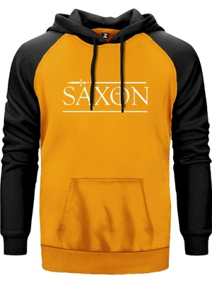Saxon Logo Sarı Renk Reglan Kol Kapşonlu Sweatshirt