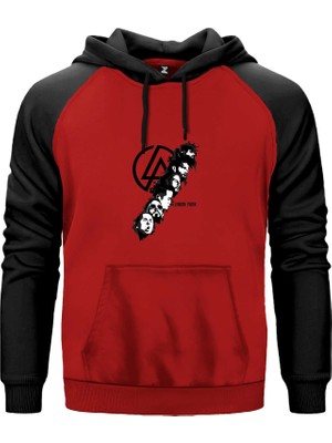 Linkin Park Logo Siluet Kırmızı Renk Reglan Kol Kapşonlu Sweatshirt