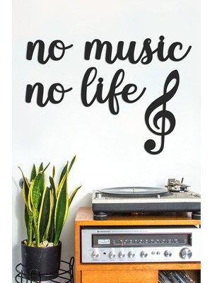 Siyah Ahşap No Music No Life Duvar Dekoru Salon Oturma / Yatak Odası Için Lazer Kesim 70X50CM Tablo
