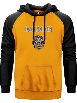 Iron Maiden Zombie Face Sarı Renk Reglan Kol Kapşonlu Sweatshirt