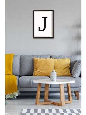 Çerçeve Görünümlü J Harfi Duvar Dekoru - Salon Oturma Yatak Odası Ofis Antre Için 26X19CM Tablo
