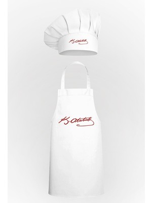 Mediterian Beyaz Tasarım Mutfak Önlüğü ve Mantar Bone Avantaj Paketi, şık ve kullanışlı set