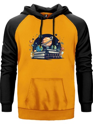 Book Planets Sarı Renk Reglan Kol Kapşonlu Sweatshirt