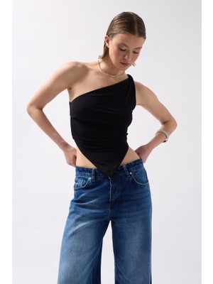 Janes Asimetrik Detay Tek Omuz Bluz