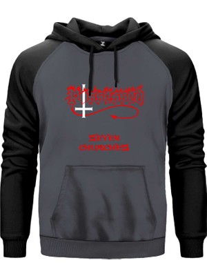 Possessed Seven Churches Gri Renk Reglan Kol Kapşonlu Sweatshirt