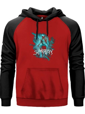 Suffacation Of The Dark Light Kırmızı Renk Reglan Kol Kapşonlu Sweatshirt