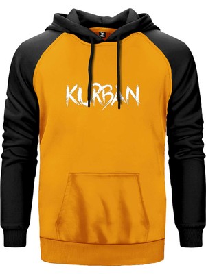 Kurban Text Sarı Renk Reglan Kol Kapşonlu Sweatshirt