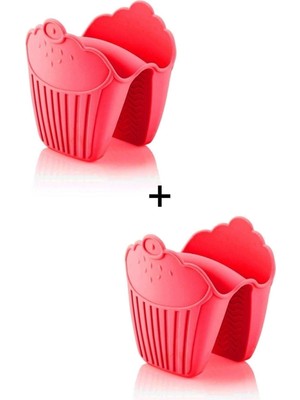 Mediterian Kırmızı Silikon Fırın Eldivenleri, ısı yalıtımlı, mikrodalga ve tencere tutma seti