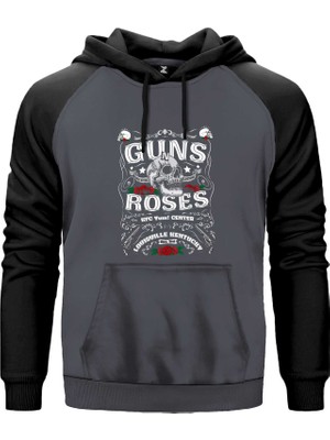 Guns N Roses Louisulle Kentucky Gri Renk Reglan Kol Kapşonlu Sweatshirt