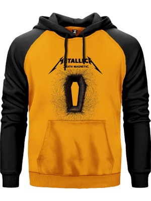 Metallica Death Magnetic Albums Sarı Renk Reglan Kol Kapşonlu Sweatshirt