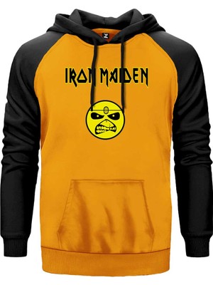 Iron Maiden Face Sarı Renk Reglan Kol Kapşonlu Sweatshirt