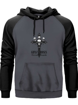Guns N Roses Eternal Legends Gri Renk Reglan Kol Kapşonlu Sweatshirt