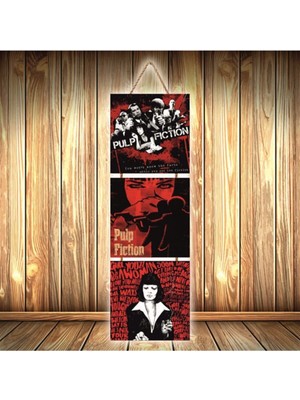 Pulp Fiction Tasarımlı Üçlü Retro Ahşap Poster Ü332