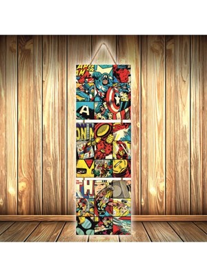 Marvel Tasarımlı Üçlü Retro Ahşap Poster Ü335