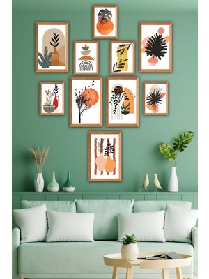 3 Parça Ahşap Çerçeve Görünümlü Sanatsal Tarzda Tablo Seti