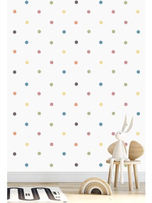 Modern 204 Adet Rengarenk Yuvarlak Duvar Stickeri