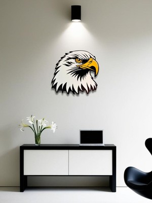 Kartal Duvar Tablosu - Mdf Duvar Dekoru Siyah Beyaz - Hediyelik 50X50 cm