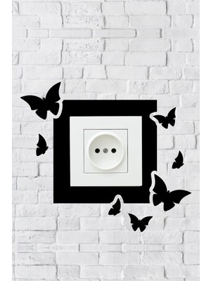 Kelebek Tasarım Priz Çerçevesi (Iç Ölçü 8,4x8,4 Cm) Dekoratif Priz - Anahtar Çerçevesi