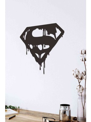 Süperman Dekoratif Duvar Dekoru Siyah Ahşap Lazer Tablo