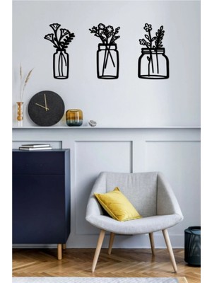 Lazer Kesim Ahşap Duvar Dekoru Saksılar