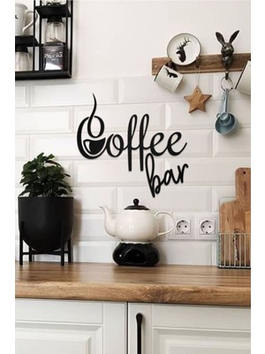 Coffee Bar Yazılı Dekoratif Ahşap Tablo