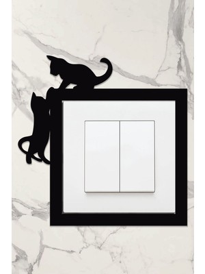 Ahşap Priz Çerçevesi Kedi Temalı