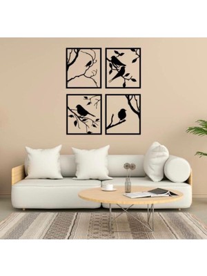 4'lü Kuş Tasarımlı Tablo