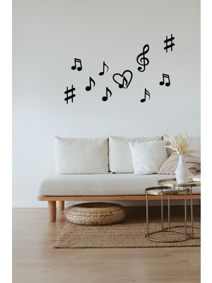 Kalp Notalar Müzik Sembolleri Ahşap Mdf Duvar Dekorasyonu