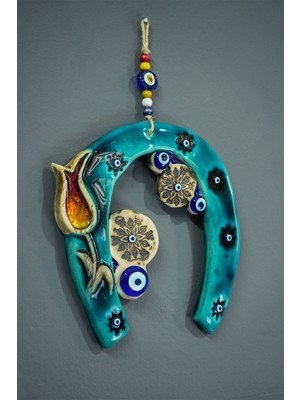 At Nalı Seramik El Yapımı Duvar Süsü Hediyelik Dekoratif Nazar Boncuğu Süs Ev Hediyesi Nazarlık