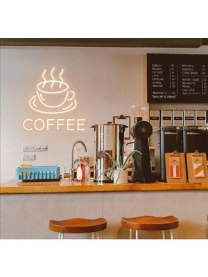 Coffee - Kahve -Neon LED Dekoratif Duvar Yazısı Tabelası Aydınlatması Gece Lambası SMC-1041