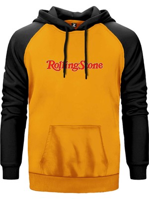 The Rolling Stones Text Sarı Renk Reglan Kol Kapşonlu Sweatshirt