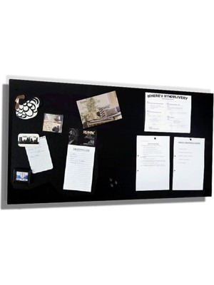 Magnet Panosu, Dekoratif Mıknatıslı Pano, Siyah, Metal Pano, 30X75 cm