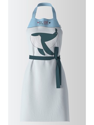 Mediterian Mavi balık desenli, şık ve kullanışlı çocuk önlüğü, 80x65 cm polyester materyal