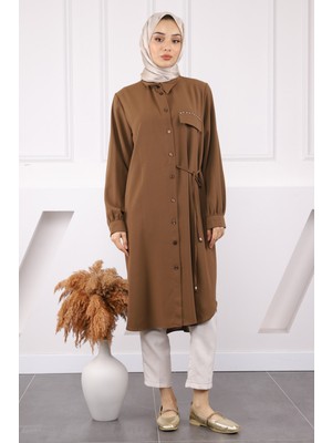 İmaj Butik Kahve Yan Bağlamalı Linda Tunik