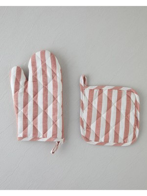 Mediterian Turuncu pamuk-keten mutfak seti, 2'li, 18x28 ve 18x18 cm ölçülerinde