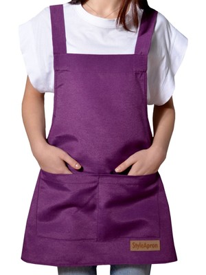 Mediterian Mor renkli çok amaçlı önlük, şık ve kullanışlı tasarım, 64x75 boyut, pamuk polyester materyal