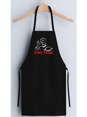 Mediterian Kişiye Özel Siyah Baskılı Mutfak Önlüğü, şık ve kullanışlı mutfak aksesuarı