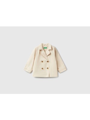 Benetton Kız Çocuk Kısa Trençkot