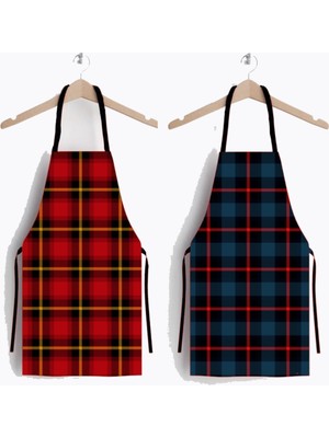 Mediterian Kırmızı Ekoseli Mutfak Önlüğü, şık ve kullanışlı mutfak aksesuarı, 50x70 cm